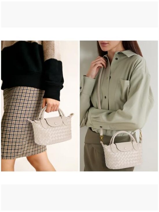 Hand Woven Vegan Leather Mini Crossbody Bag Top Handle Dumpling Purse - Picture 2 of 7